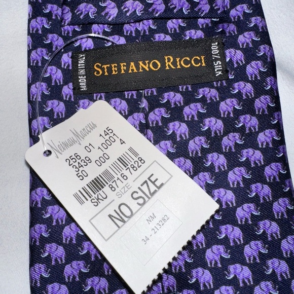 NWT STEFANO RICCI Luxury Collection Elephant Print Silk Neck Tie - Picture 3 of 4